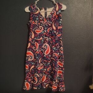 Talbots Colorful Paisley Print Sleeveless Dress